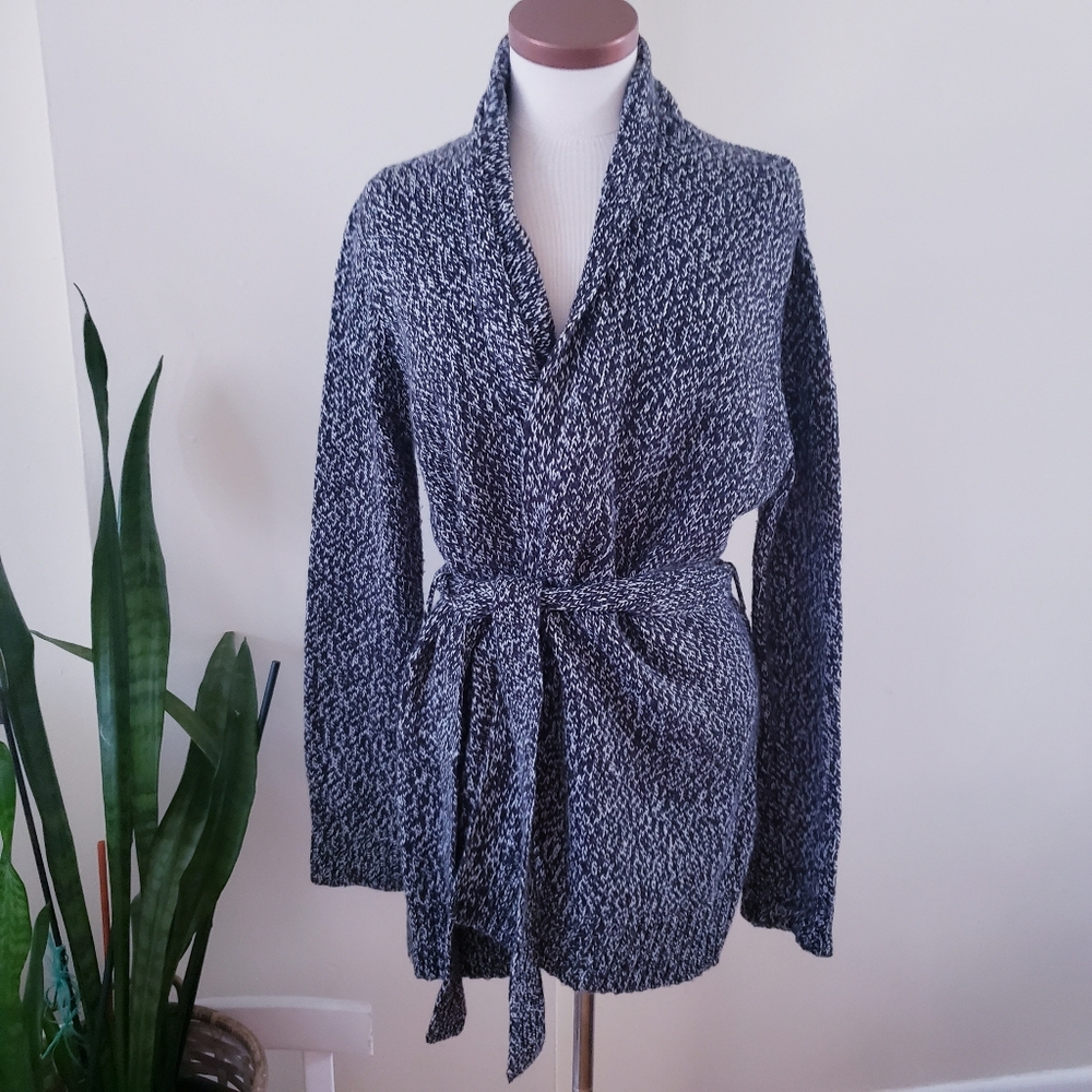 LEVI'S Knit Wool Blend Open Front Belted Long Cardigan- L